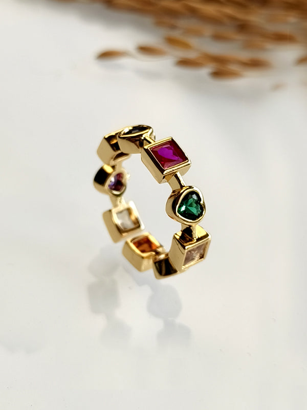 Golden Polish Finger Rings | Multi Colour Rings