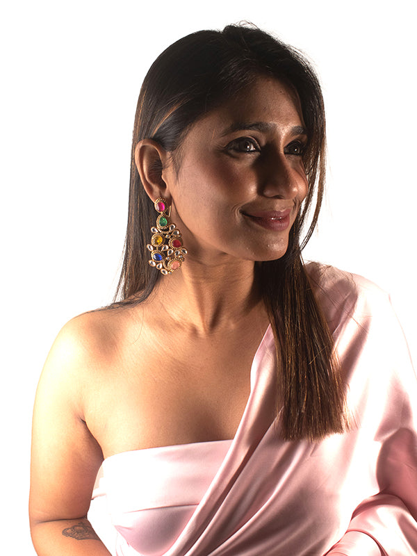 Multi Colour Stone Earrings 