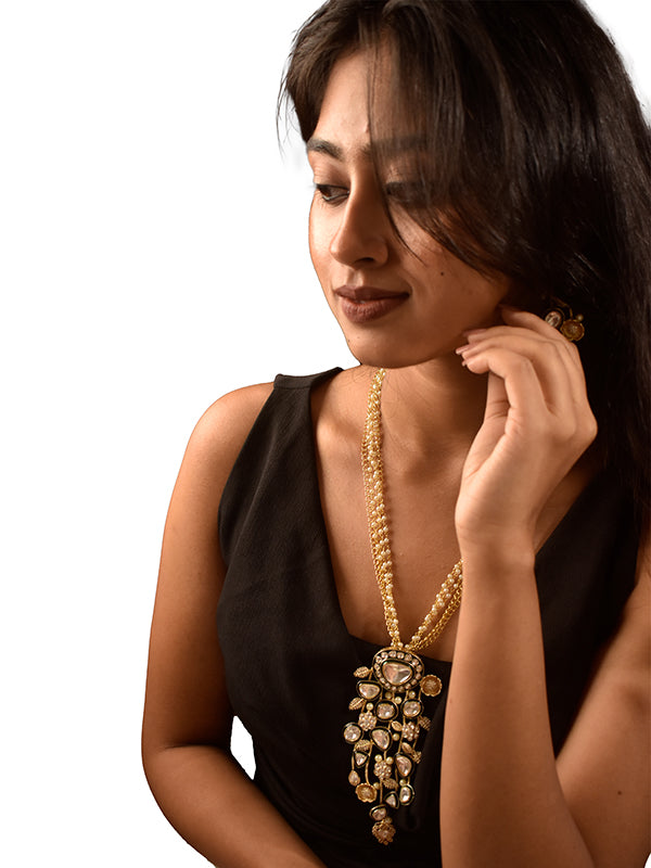 Stylish Kundan Necklace set | Golden Polish Necklace Set