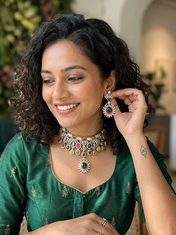 Necklace with colorful gemstones