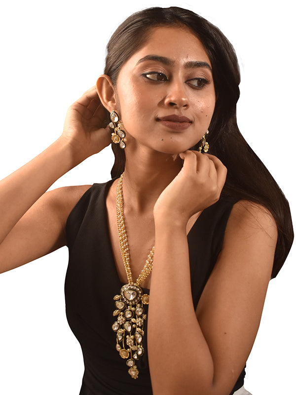 Stylish Kundan Necklace set | Golden Polish Necklace Set