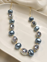 Load image into Gallery viewer, Necklace with Blue Pearls and Crystal-like Beads 
