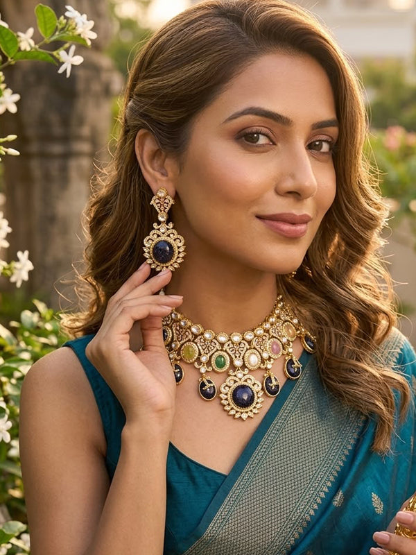 Necklace with colorful gemstones