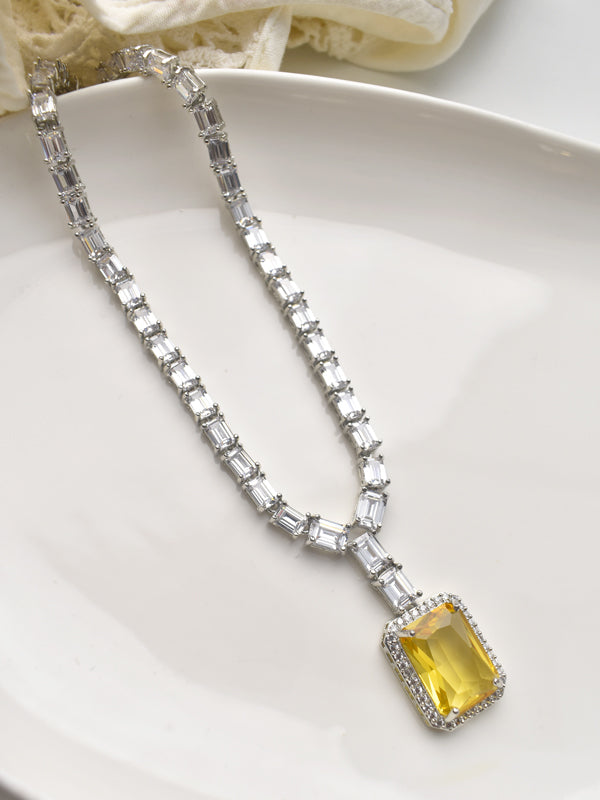 Necklace with a Yellow Gemstone Pendant 