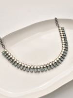Load image into Gallery viewer, Necklace with green and clear gemstones 
