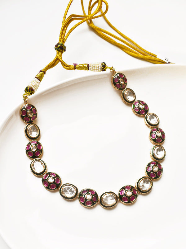 Necklace with pink and white stones 