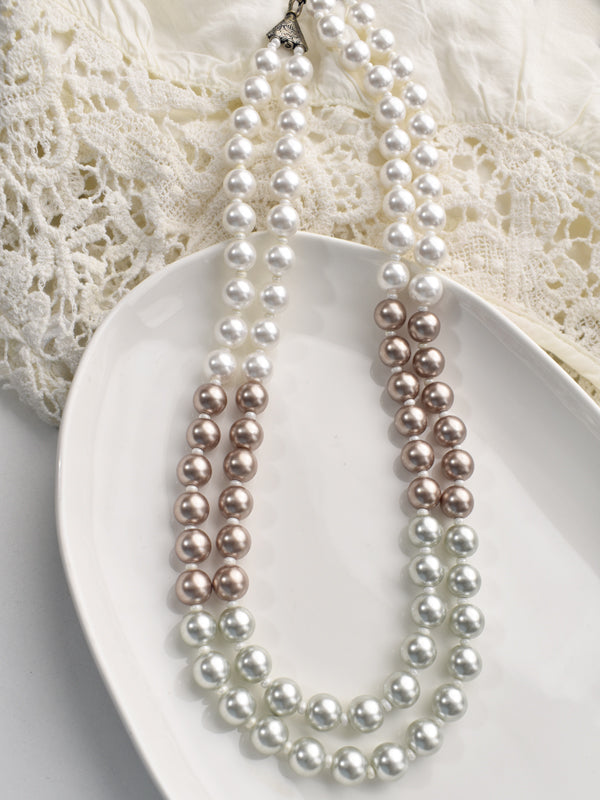 Ombre Elegance Two-Line Pearl Necklace