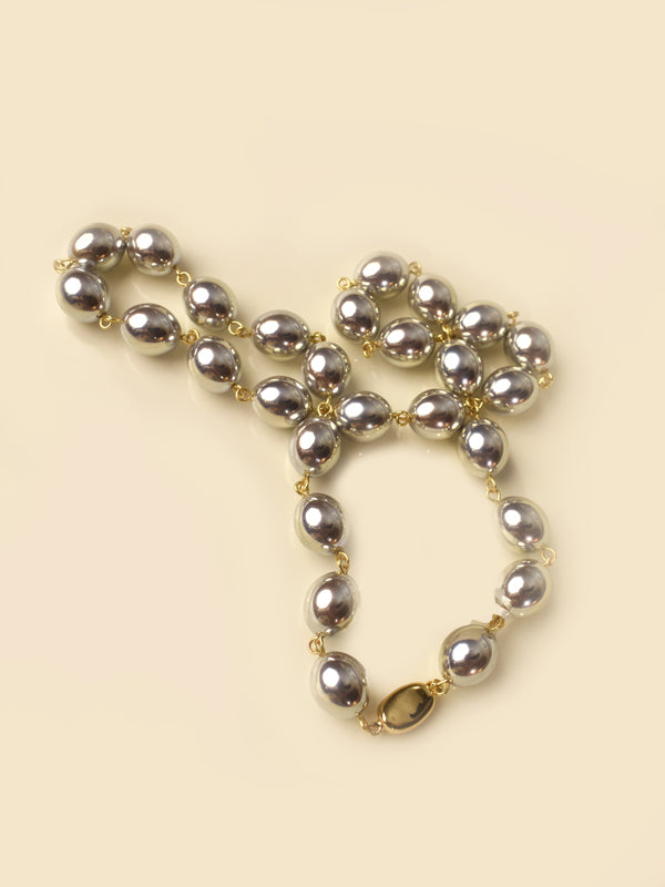 Orbit Two-Tone Metallic Beaded Necklace Set
