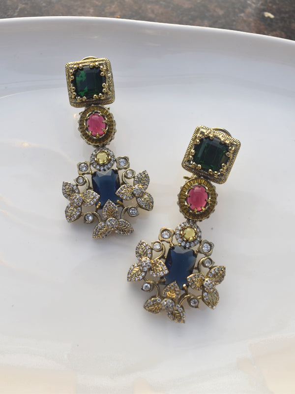 Ornate Earrings with Gemstones 