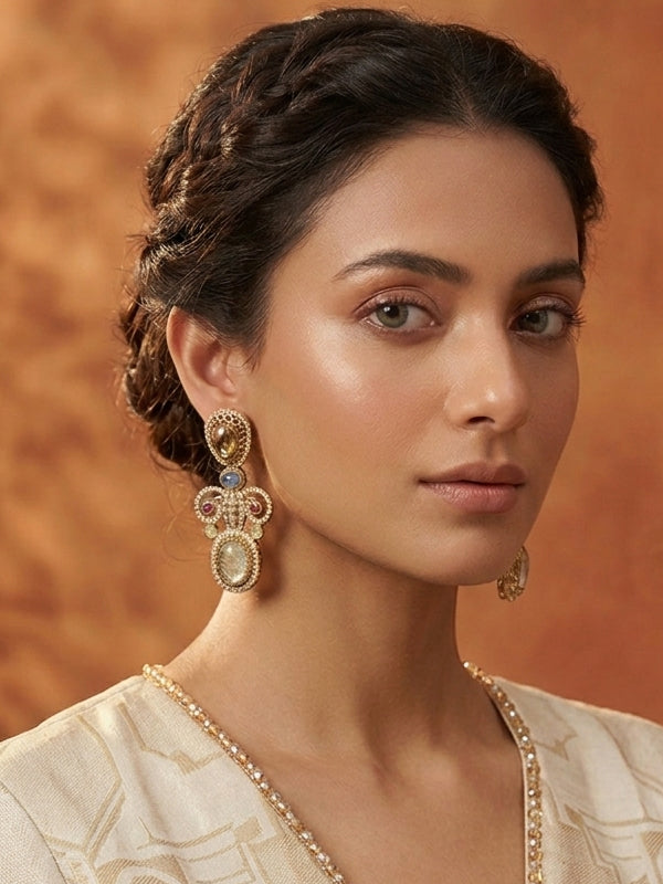 Ornate Gold-Toned Statement Earrings