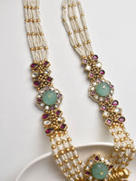 Load image into Gallery viewer, Ornate Long Necklace with Beads and Kundan
