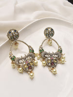 Load image into Gallery viewer, Ornate earrings with gemstones and pearls 
