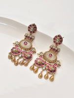 Load image into Gallery viewer, Ornate earrings with pink gemstones
