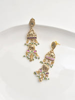 Load image into Gallery viewer, Ornate gold earrings with gemstones 
