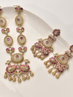 Load image into Gallery viewer, Ornate golden and Pink Jewelry set 
