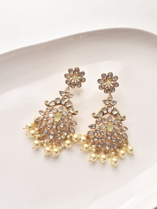 Ornate golden and pearl earrings 