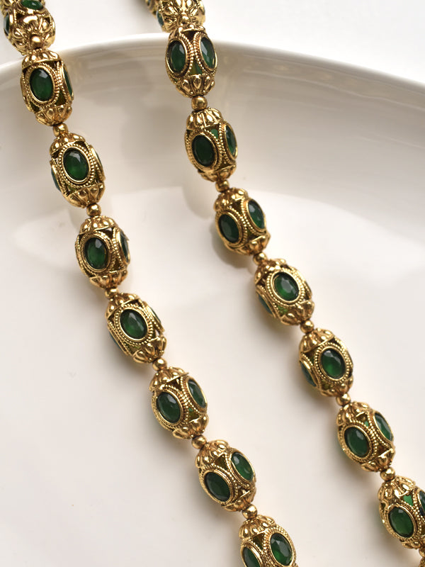  Oval Stone Golden Necklace Set