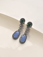 Load image into Gallery viewer, Pair of earrings with blue and green gemstones 
