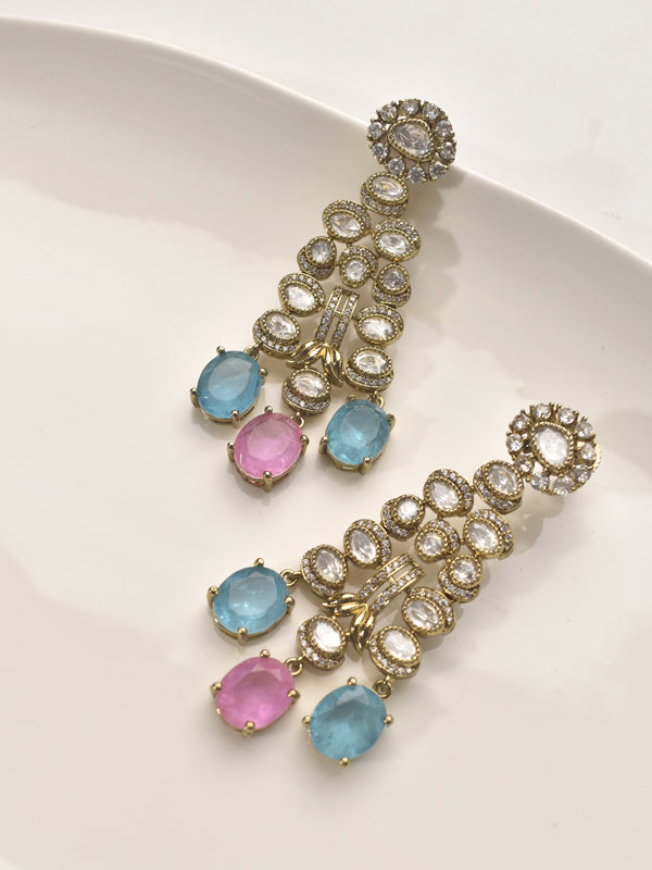 Pair of earrings with colorful gemstones 
