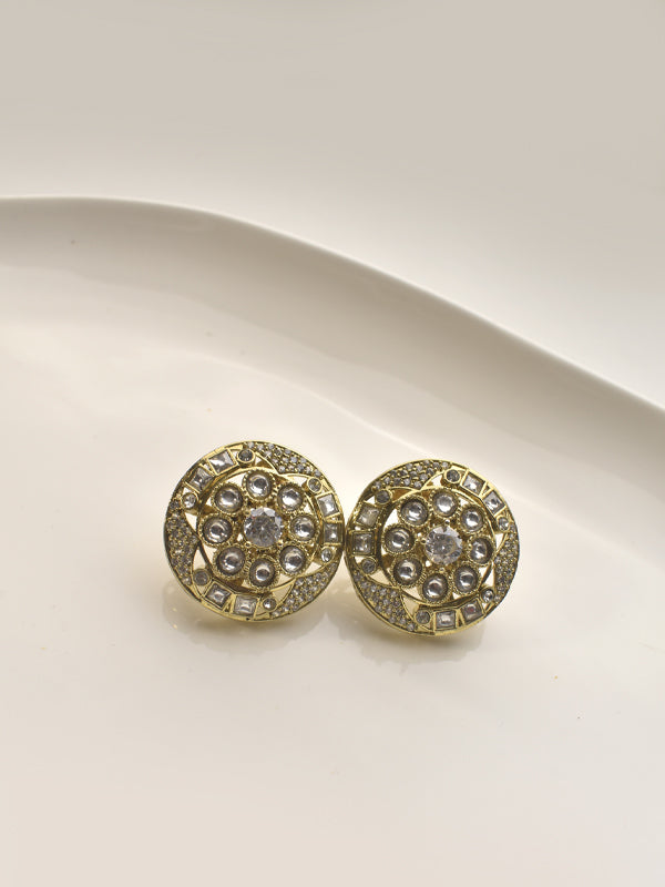 Pair of gold earrings with gemstones 