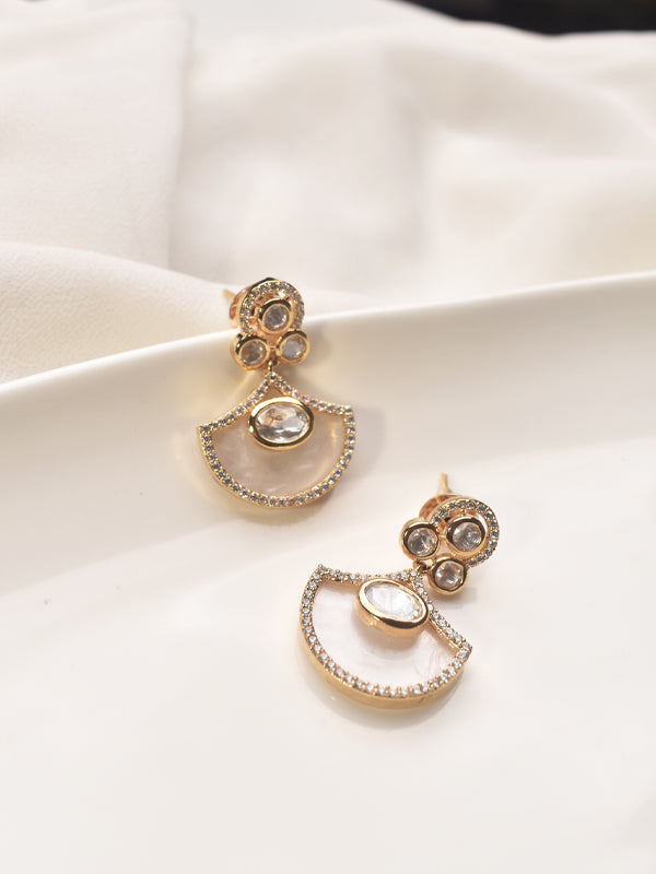 Pair of golden Earrings with gemstones  
