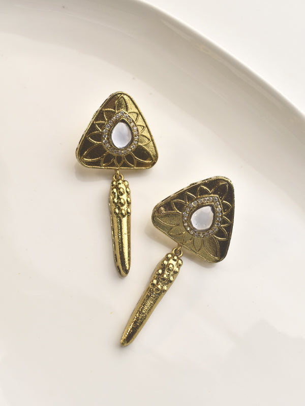 Pair of golden triangle-shaped earrings 