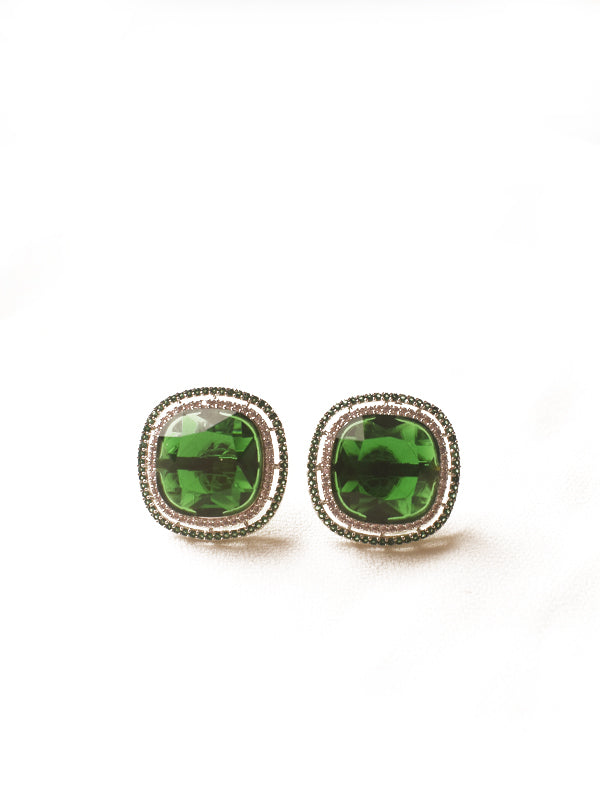 Pair of green gemstone earrings 