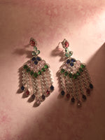 Load image into Gallery viewer, Pair of ornate earrings with Multi colour gemstone
