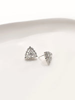 Load image into Gallery viewer, Pair of silver triangle-shaped earrings 
