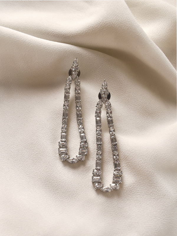 PartyWear Long White Stone Earrings