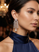 Load image into Gallery viewer, Party Wear Stylish Earrings | White Stone and Single White Pearl Earring

