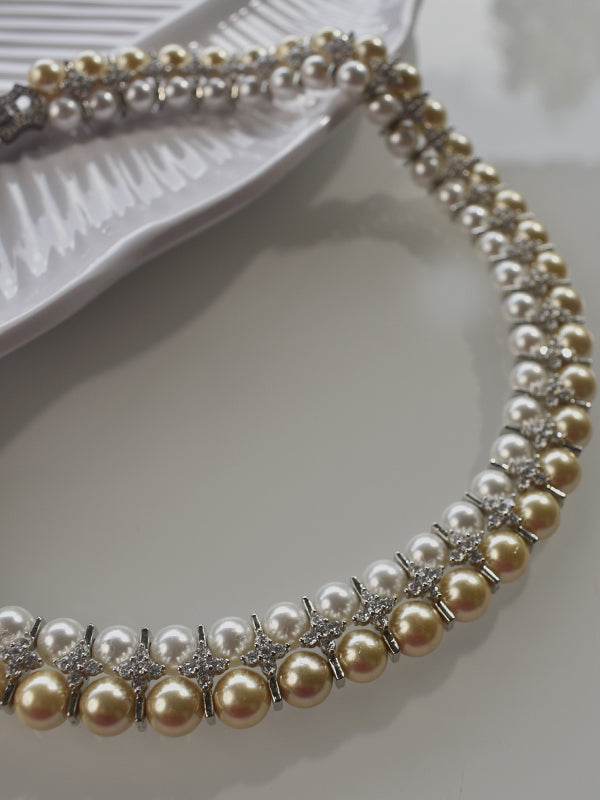 Golden Pearl Necklace | Pearl Necklace