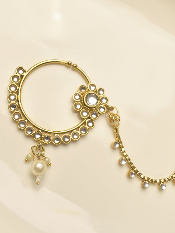  Pearl Drop Circular Kundan Nath