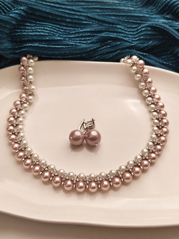 Pearl necklace and earrings