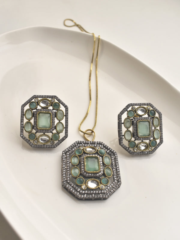  Pendant Featuring Green Stones 
