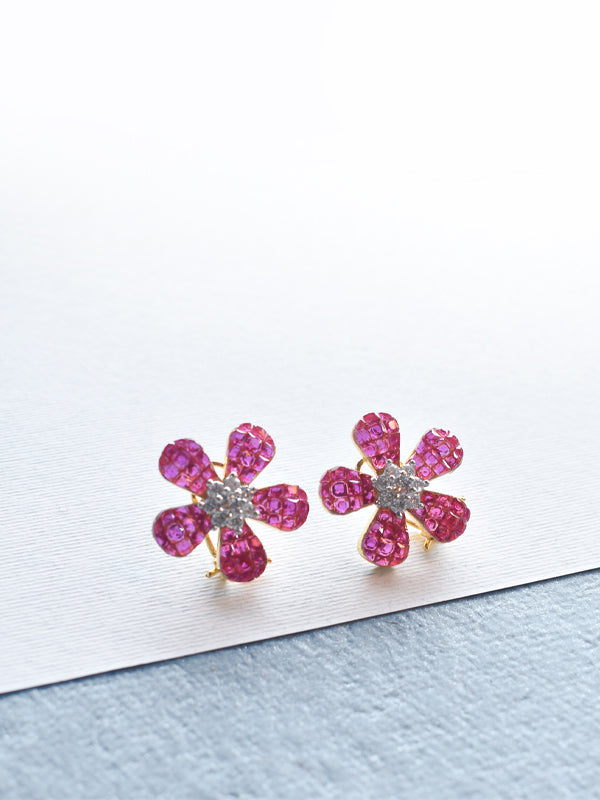 Pink Flower Earrings