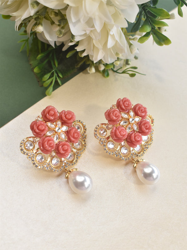 Pink Flower Earrings