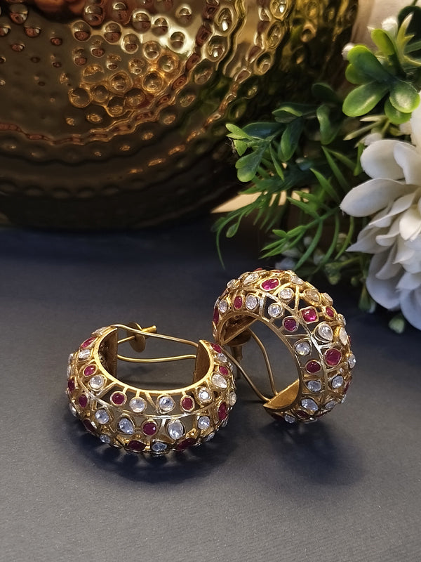 Pink Stone Hoops