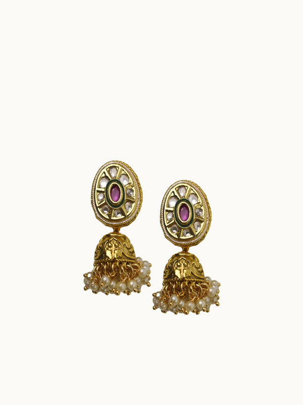 Pink Stone Jhumkas