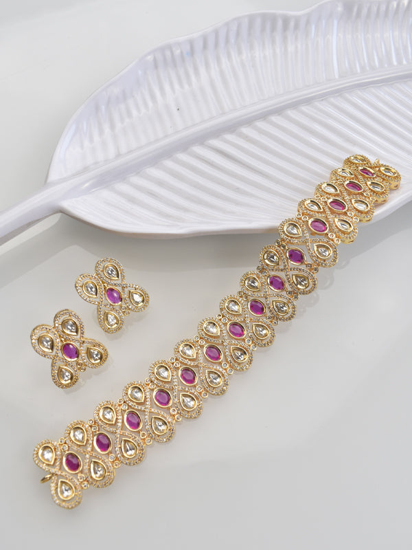 Pink Stone Necklace Set