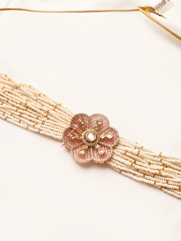 Pink Beaded Choker Set