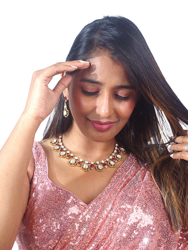  Pink Stone Necklace | Kundan Necklace 