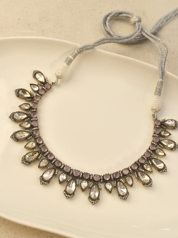 Pink and white Stone Necklace Set 