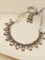 Load image into Gallery viewer, Pink and white Stone Necklace Set | White Kundan Necklace Set
