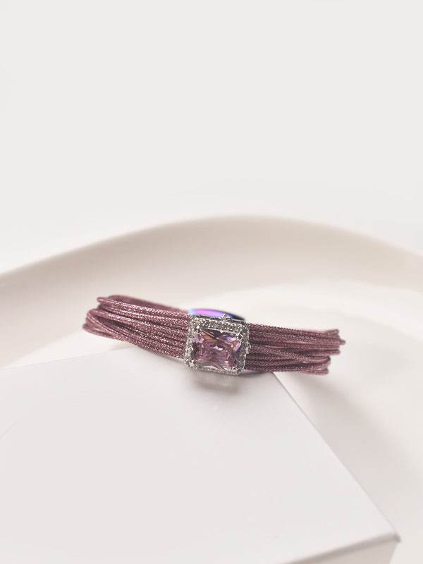 Purple Bracelet with a Square Gemstone 