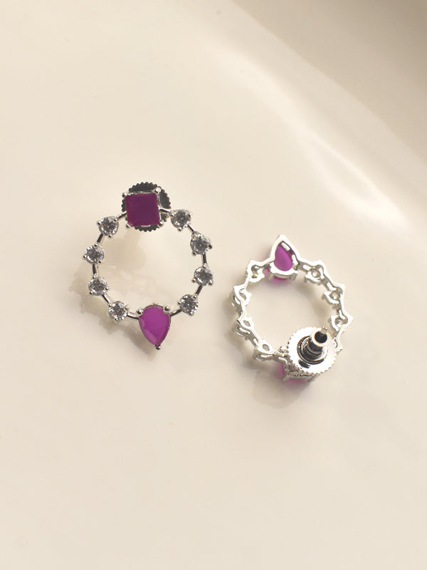 Purple Gemstones Stud | Stylish AD Stud  
