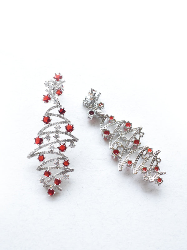 Red And White Stone Earrings