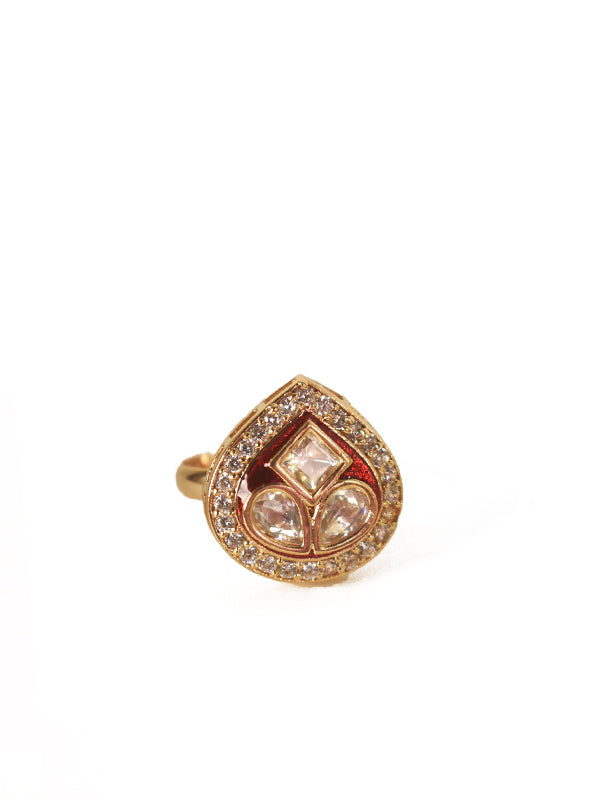 Kundan Finger Ring | Red Colour Finger Ring