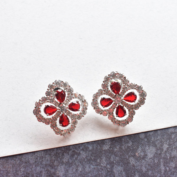 Vintage style red flower golden earrings at ₹1600 | Azilaa