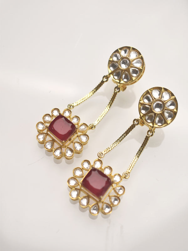 Red Kundan Earring